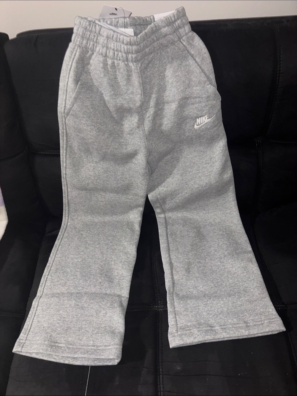 Nike Kids Light Gray Fleece Joggers with Logo